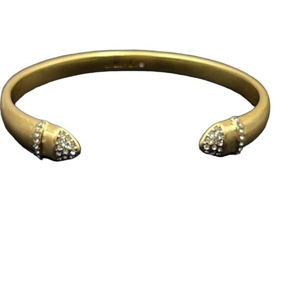 Stella & Dot Ansley Crystal Pave Semi-Shiny‎ Gold Tone Cuff Bracelet B384G - Picture 2 of 13